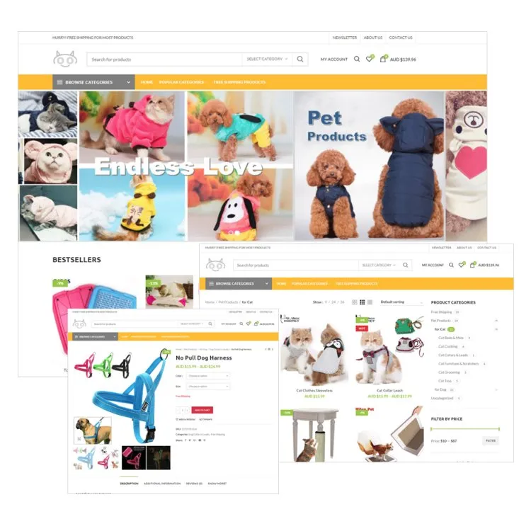 一家销售猫狗用品的宠物用品分销商网店