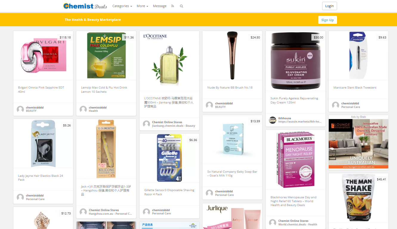 The Chemist Deals website