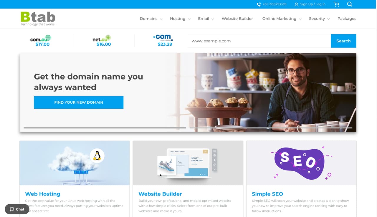 The Btab Domains website